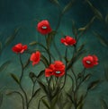 Surreal poppies with inquiring eyes